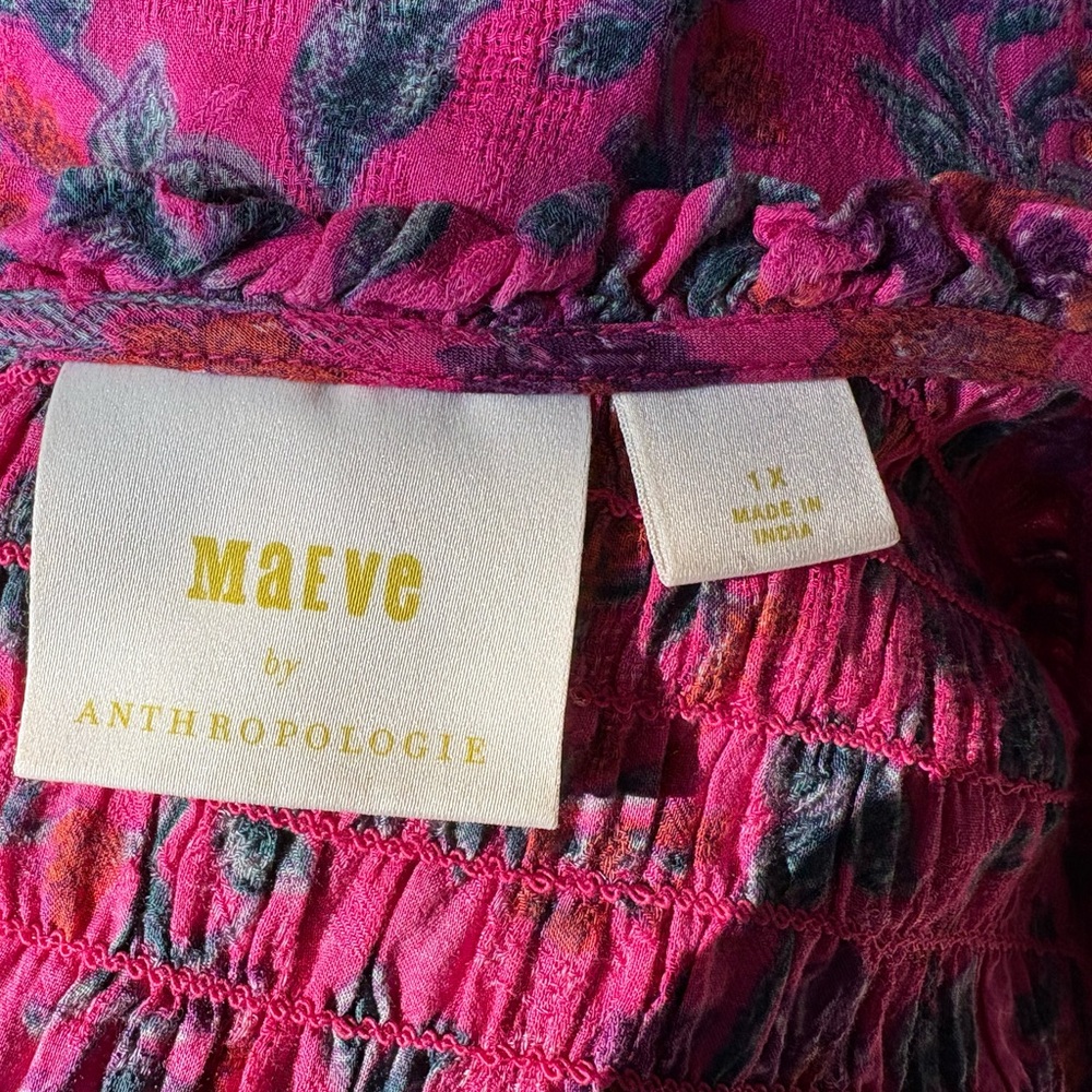 Anthropologie Maeve: Pink Floral Blouse and Green/White Top Bundle - Picture 16 of 16